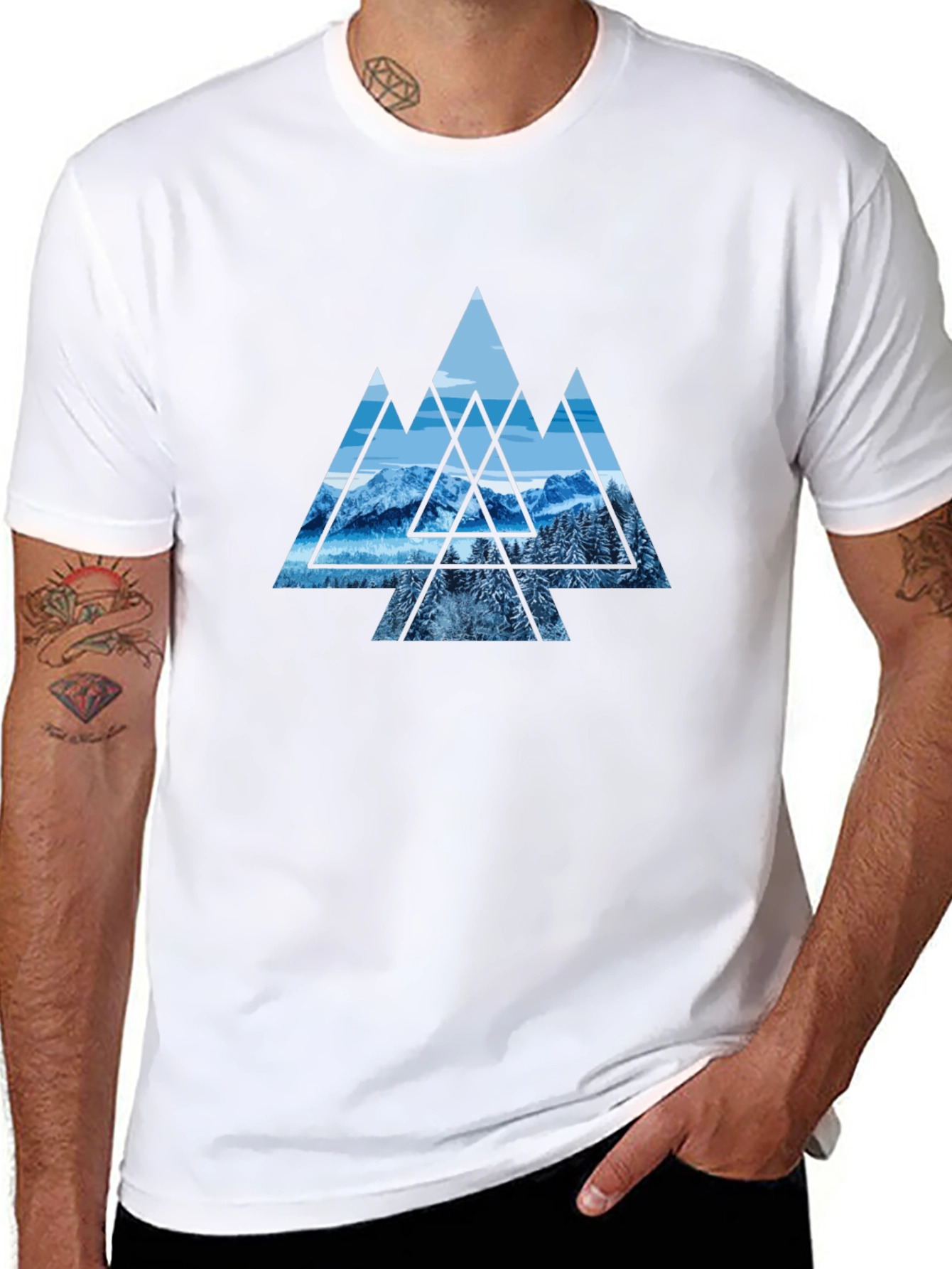 Mountainscape Graphic Print Black Tee