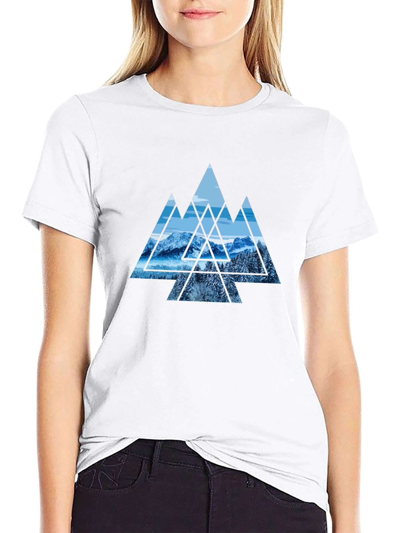 Mountainscape Graphic Print Black Tee