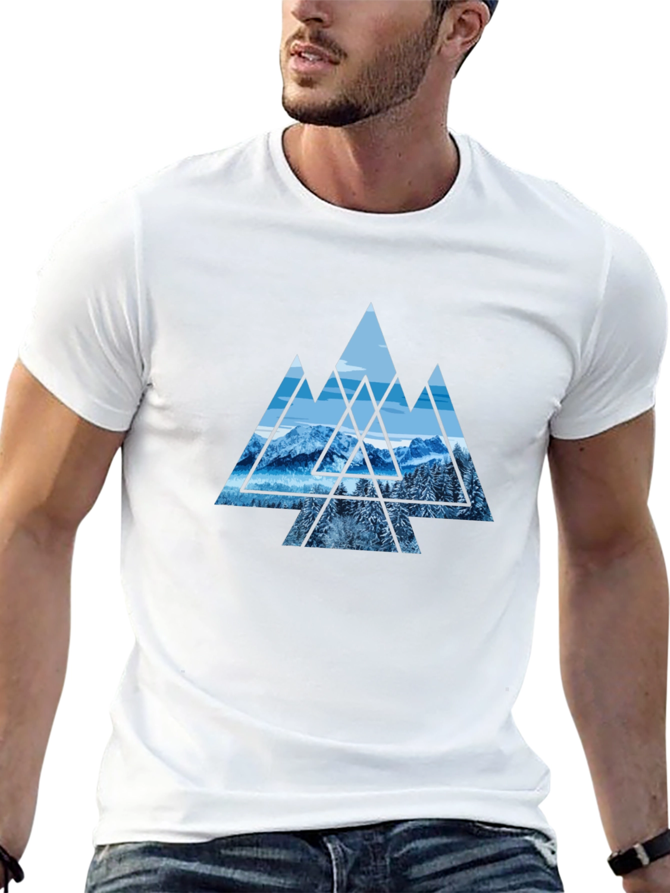 Mountainscape Graphic Print Black Tee