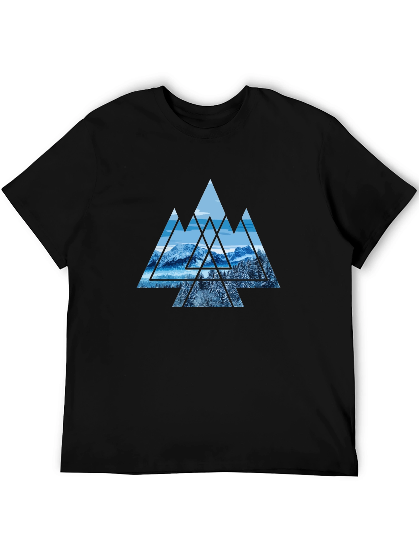 Mountainscape Graphic Print Black Tee