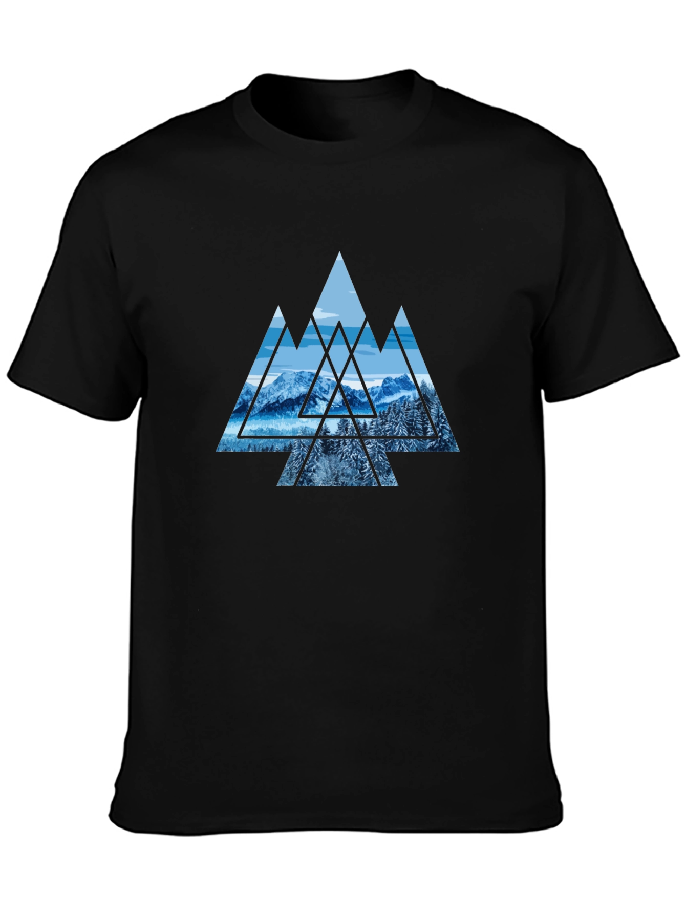 Mountainscape Graphic Print Black Tee
