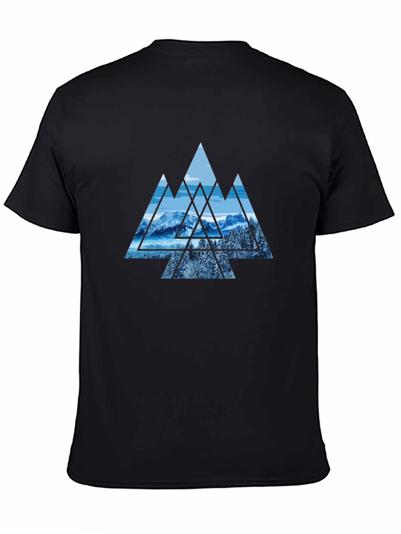 Mountainscape Graphic Print Black Tee