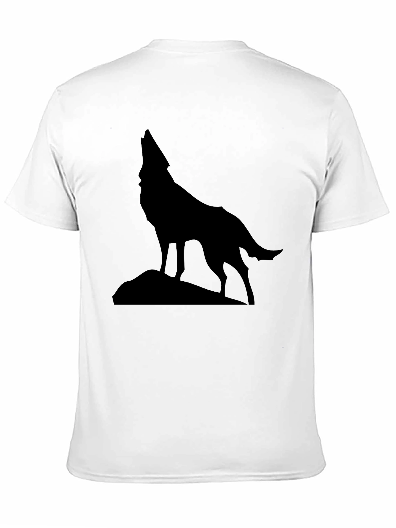 Wolf Howling Silhouette Graphic Tee - Black Cotton