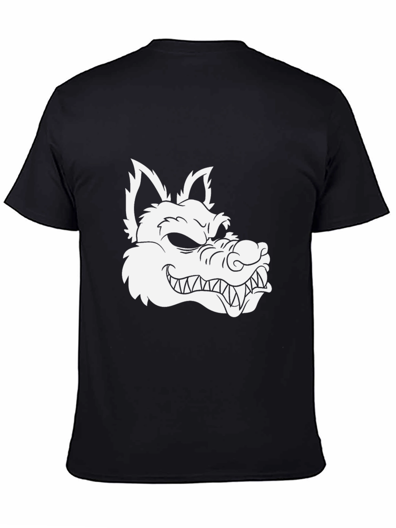 Mens Black T-Shirt with Wolf Graphic Print