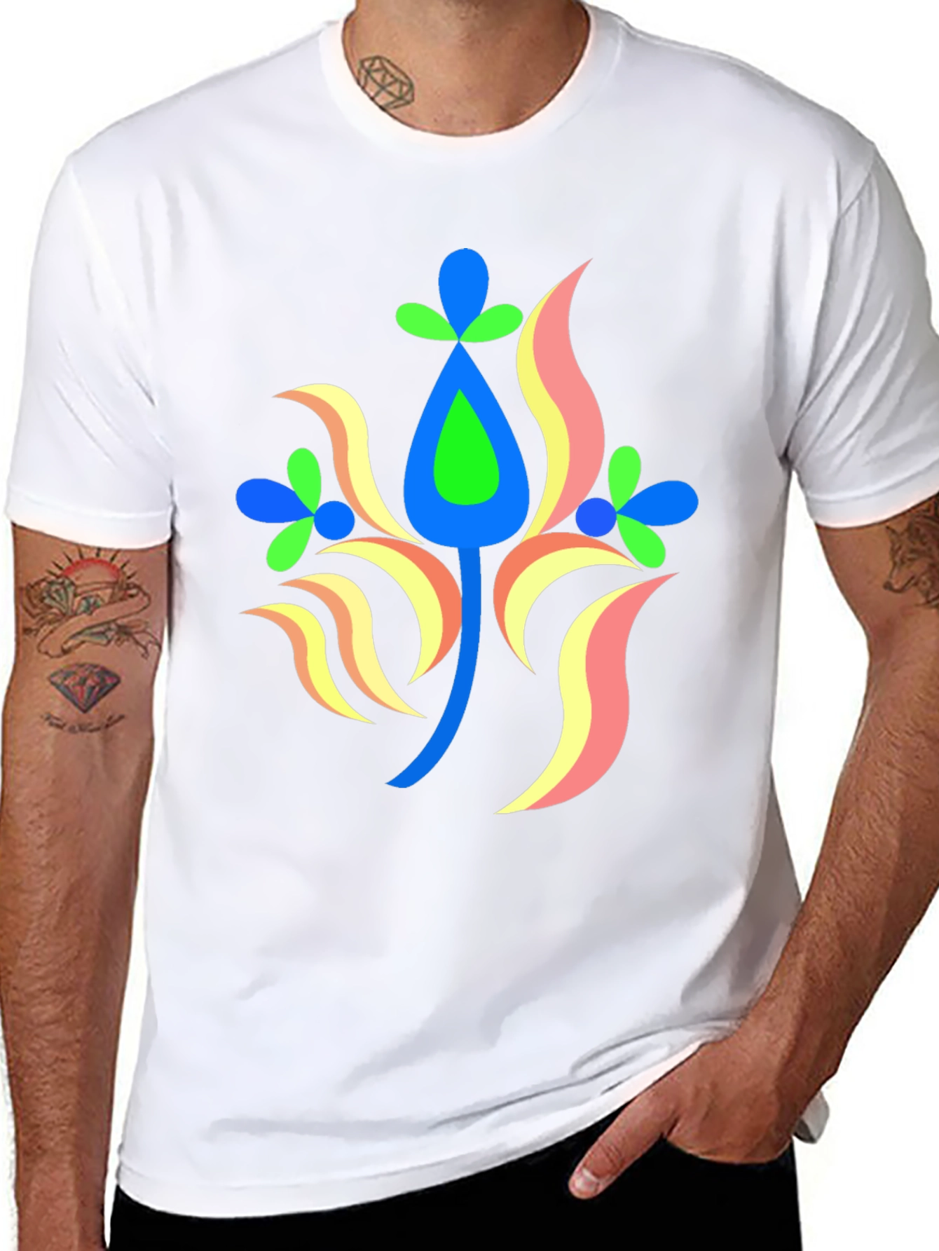 Vibrant Floral Graphic Black T-Shirt