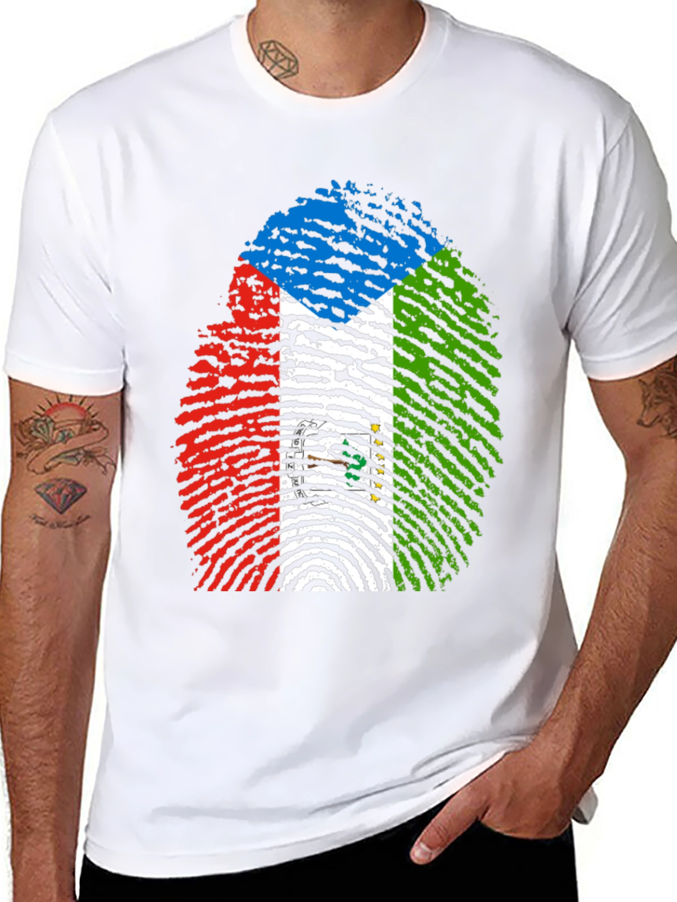 Equatorial Guinea Flag Fingerprint T-Shirt