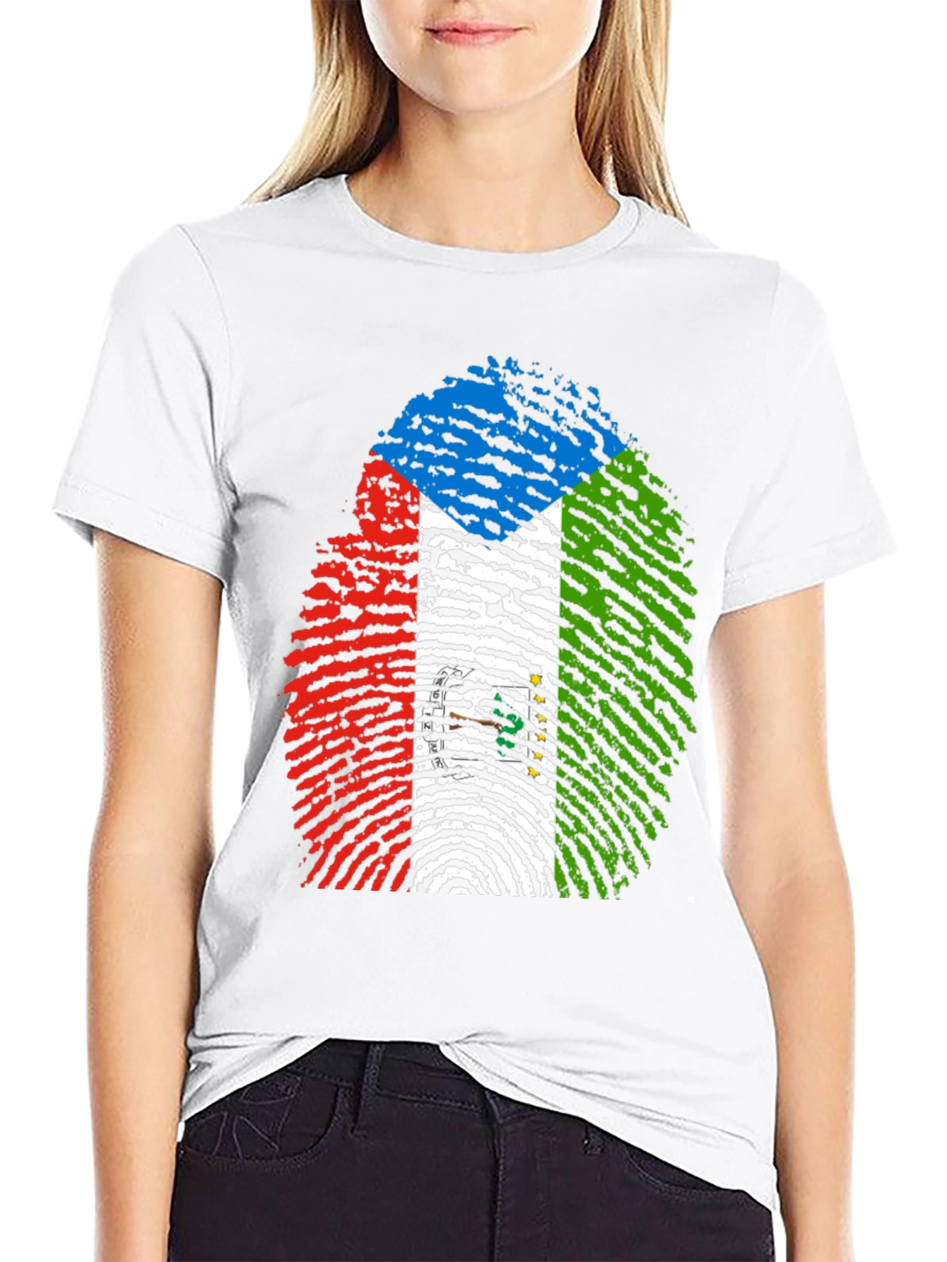 Equatorial Guinea Flag Fingerprint T-Shirt