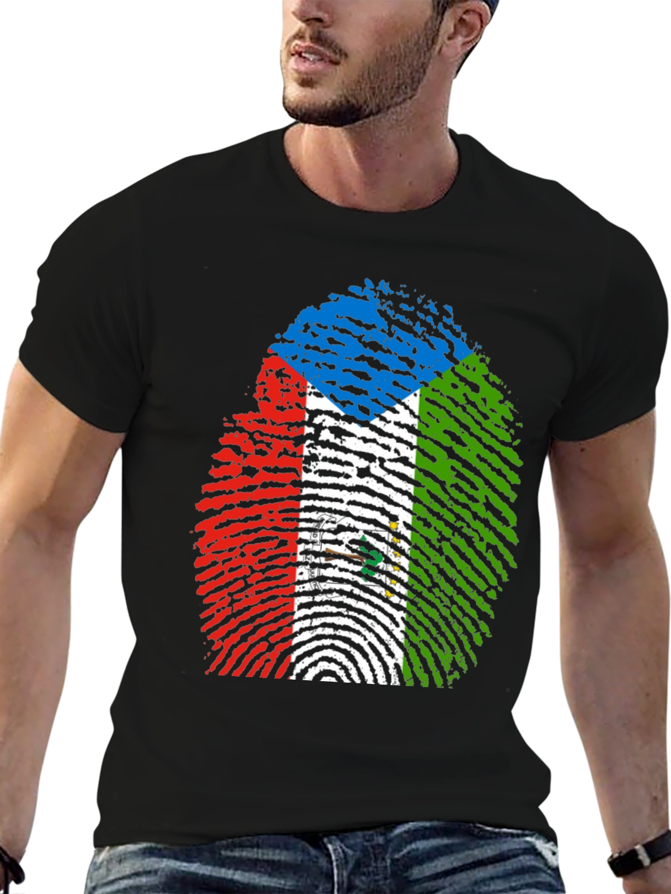 Equatorial Guinea Flag Fingerprint T-Shirt
