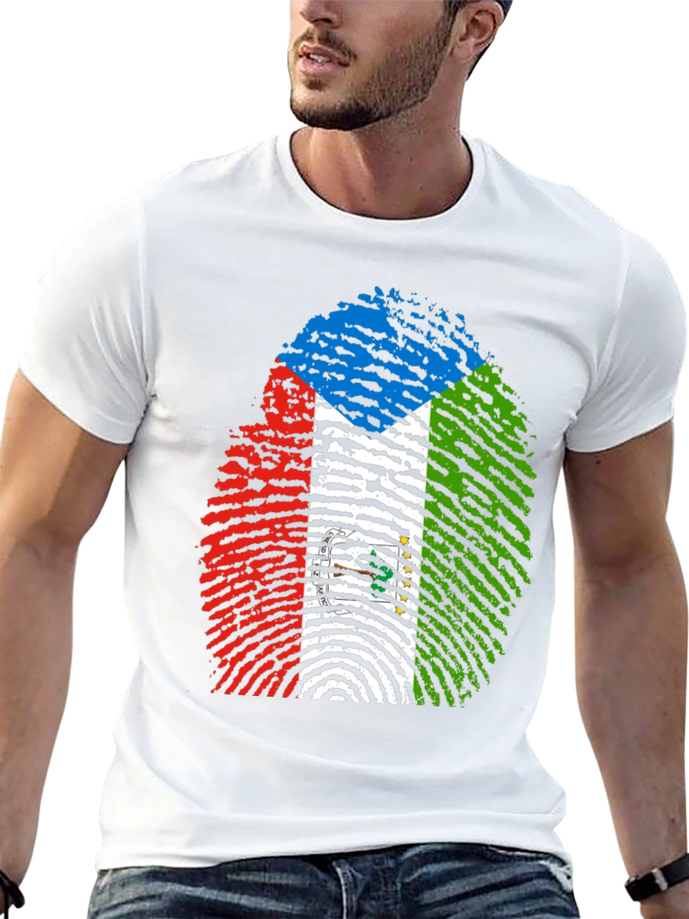 Equatorial Guinea Flag Fingerprint T-Shirt