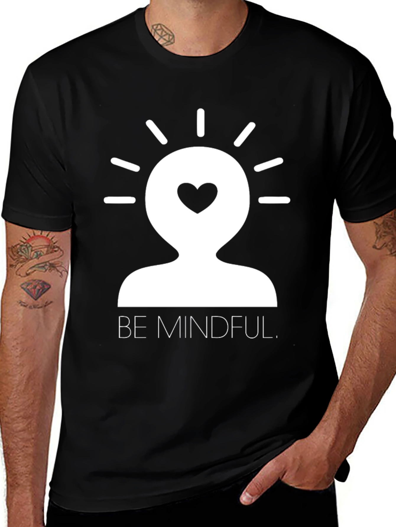 Be Mindful Graphic Tee - Black Cotton T-Shirt