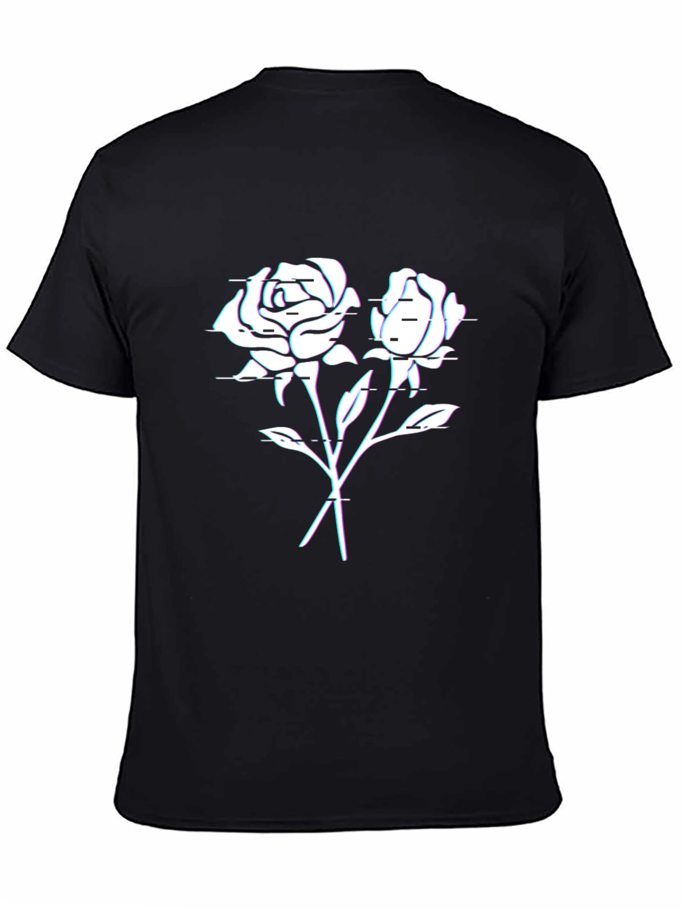 Glitch Rose Graphic T-Shirt - Black