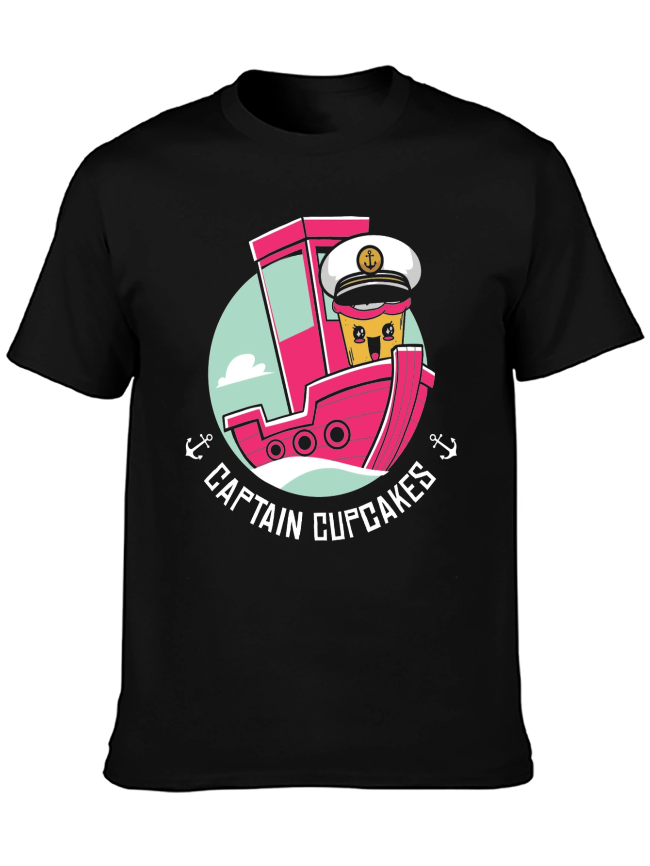 Captain Cupcakes Black Graphic Tee