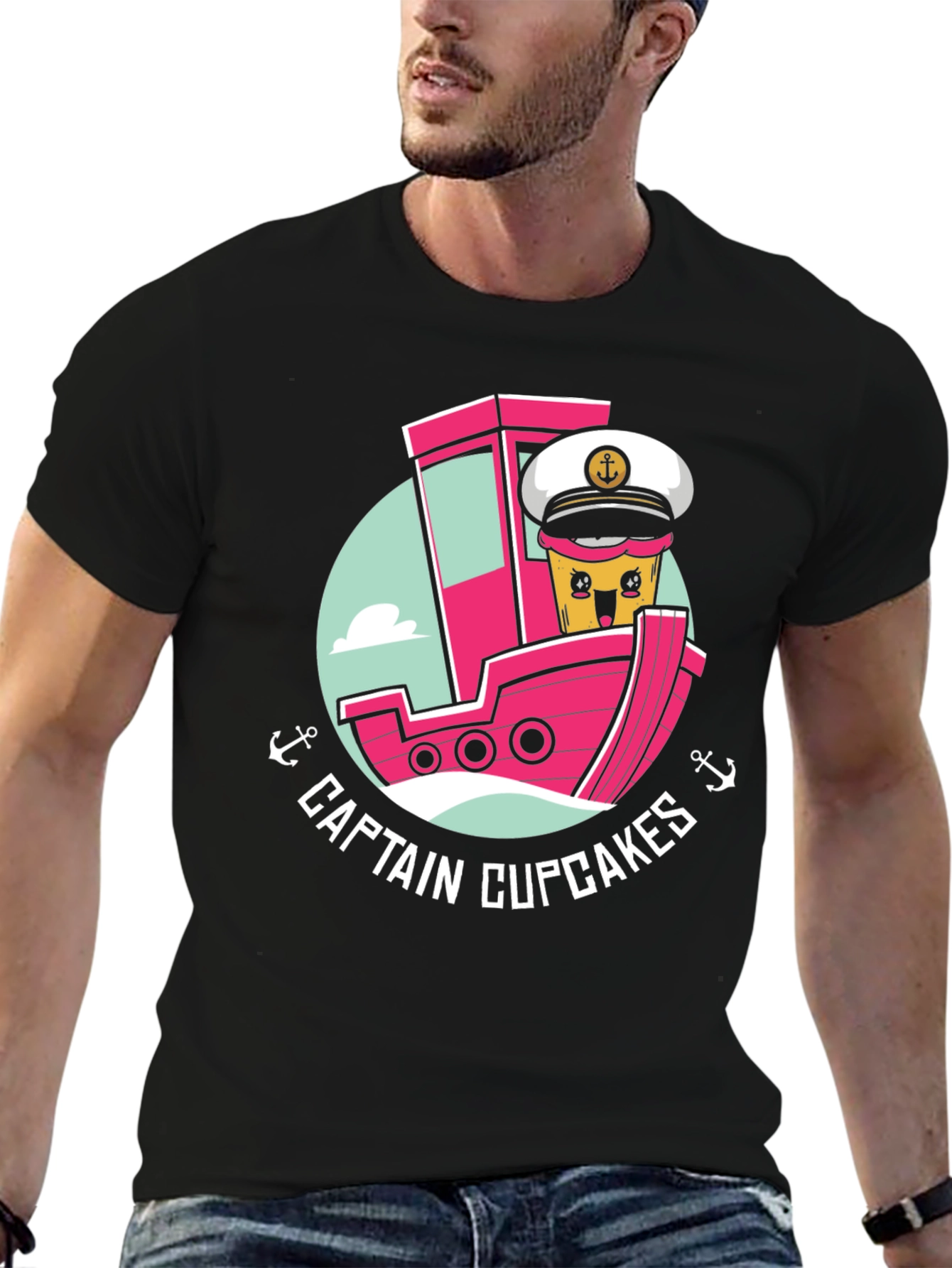 Captain Cupcakes Black Graphic Tee