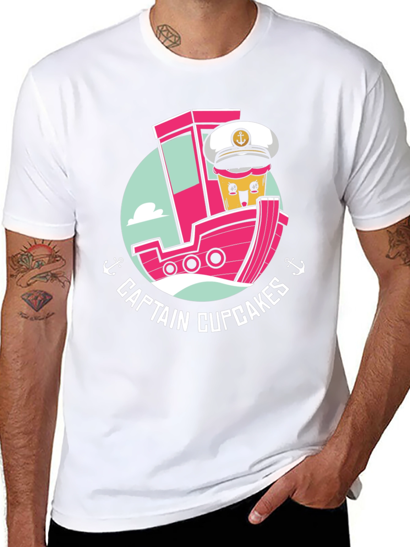 Captain Cupcakes Black Graphic Tee
