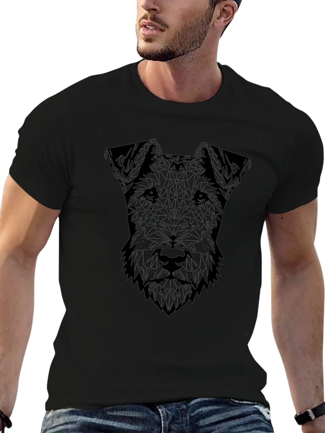 Geometric Dog Graphic Tee - Modern Style