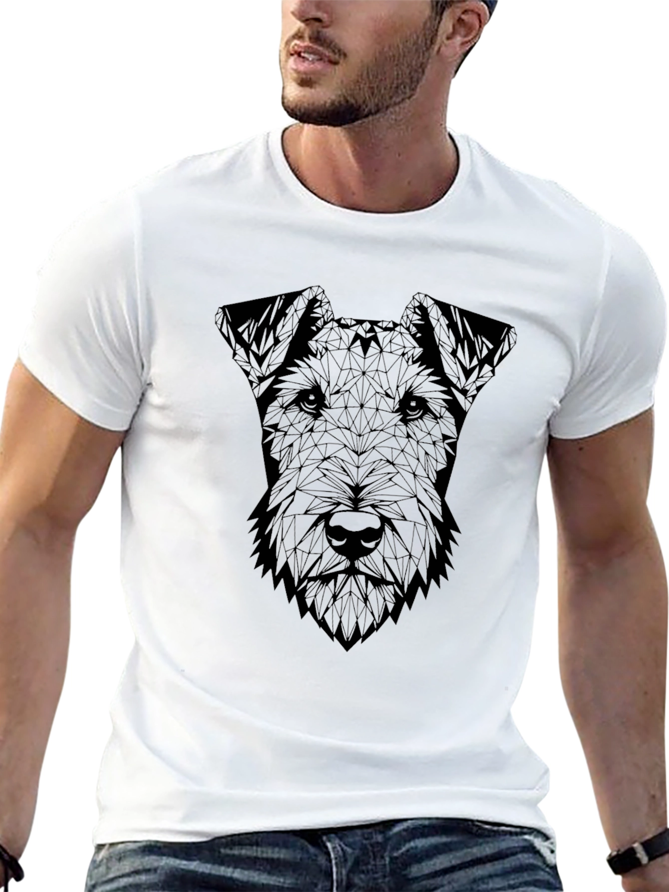 Geometric Dog Graphic Tee - Modern Style