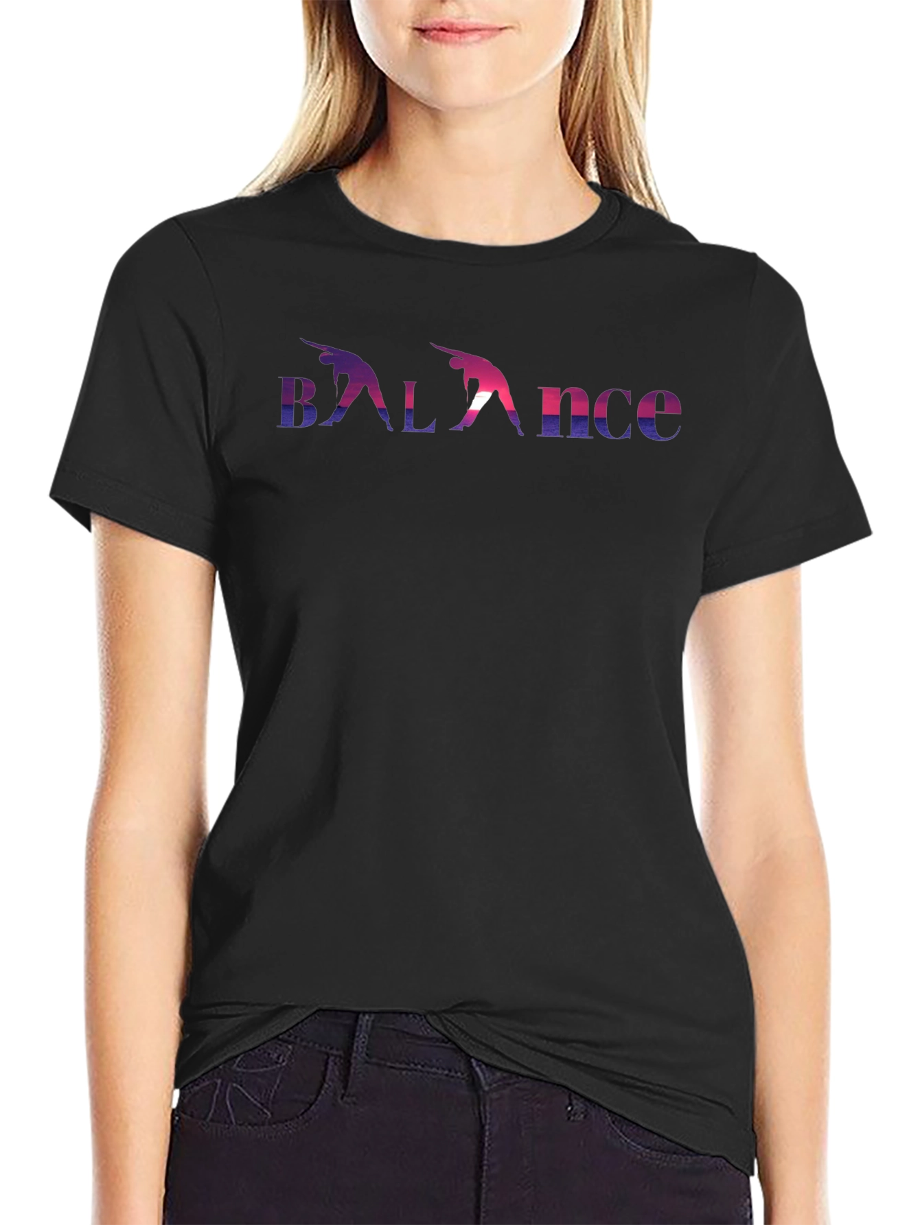 Balance Yoga Pose Graphic Tee - Soft Cotton Blend
