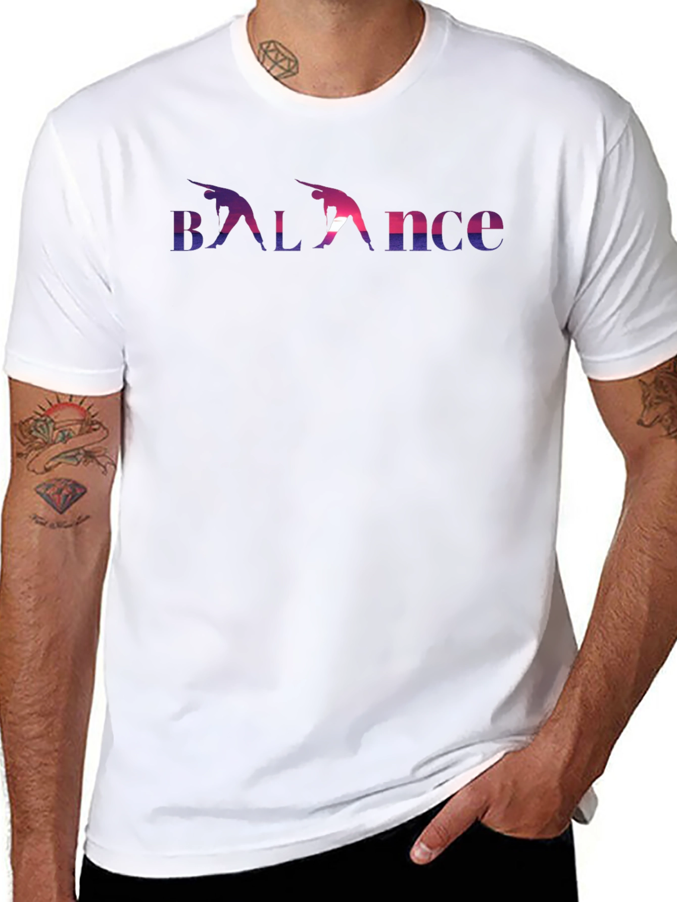 Balance Yoga Pose Graphic Tee - Soft Cotton Blend