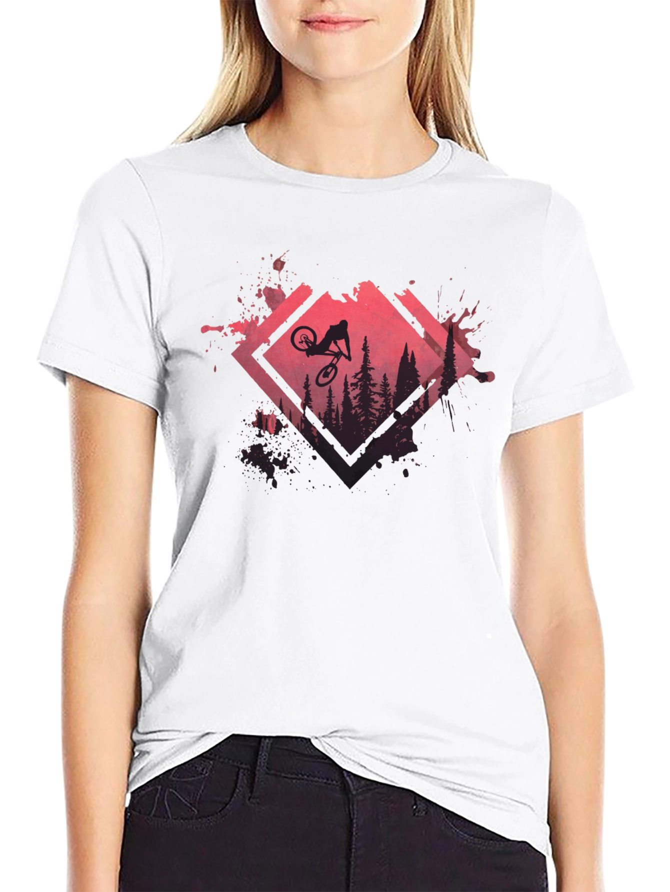 Mountain Bike Silhouette Graphic Tee - Black