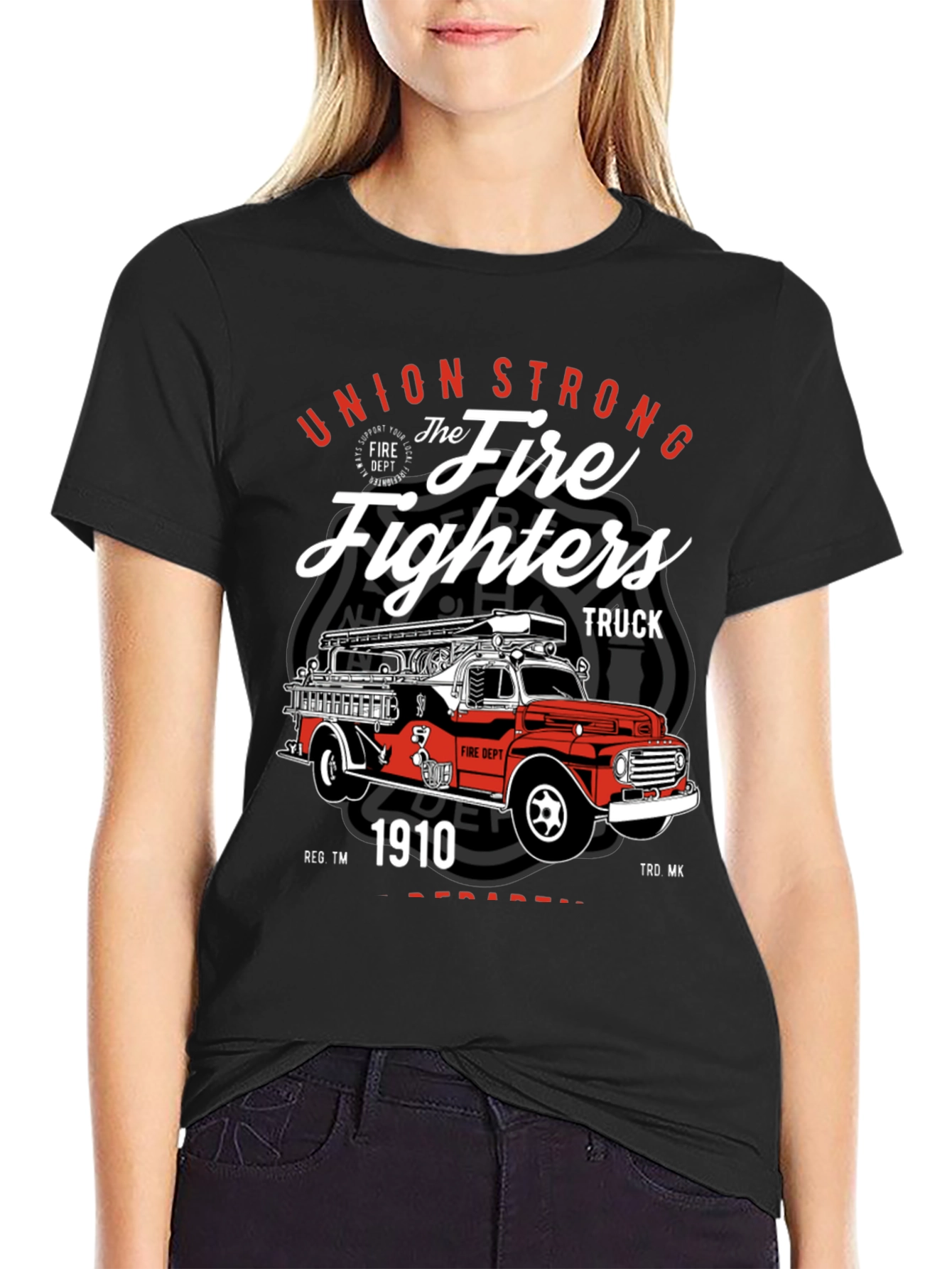 Union Strong Firefighters Truck T-Shirt