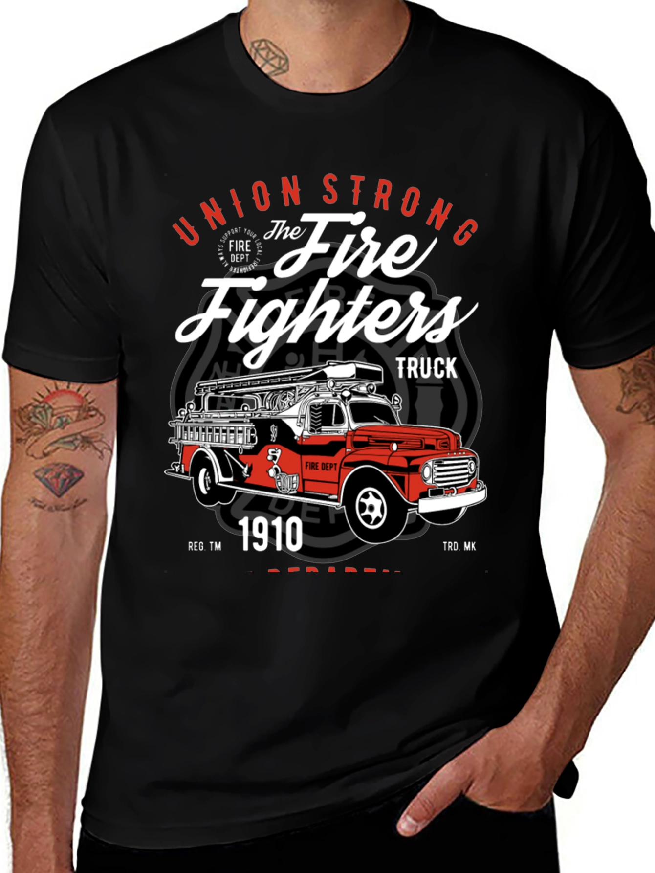 Union Strong Firefighters Truck T-Shirt