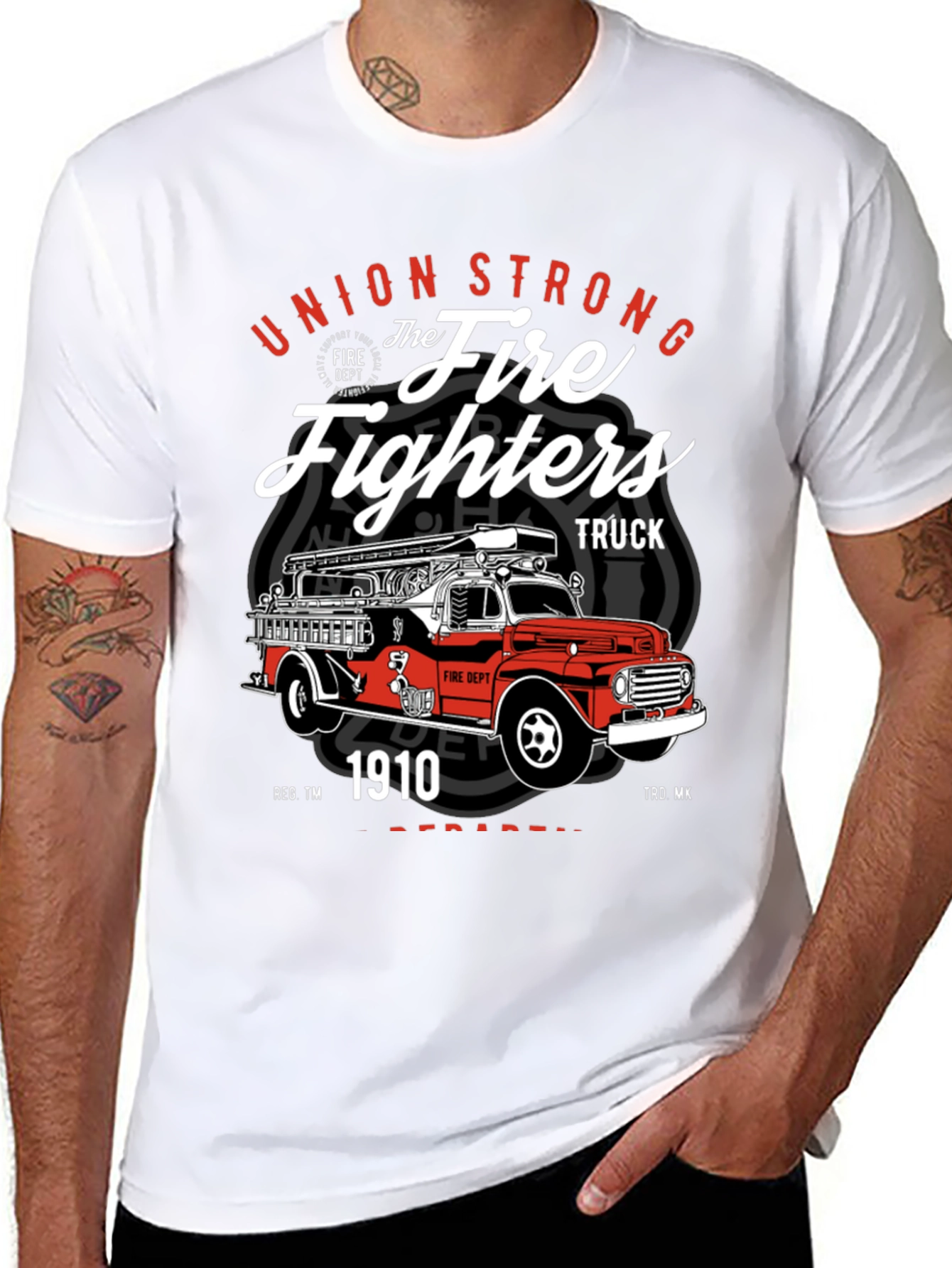 Union Strong Firefighters Truck T-Shirt