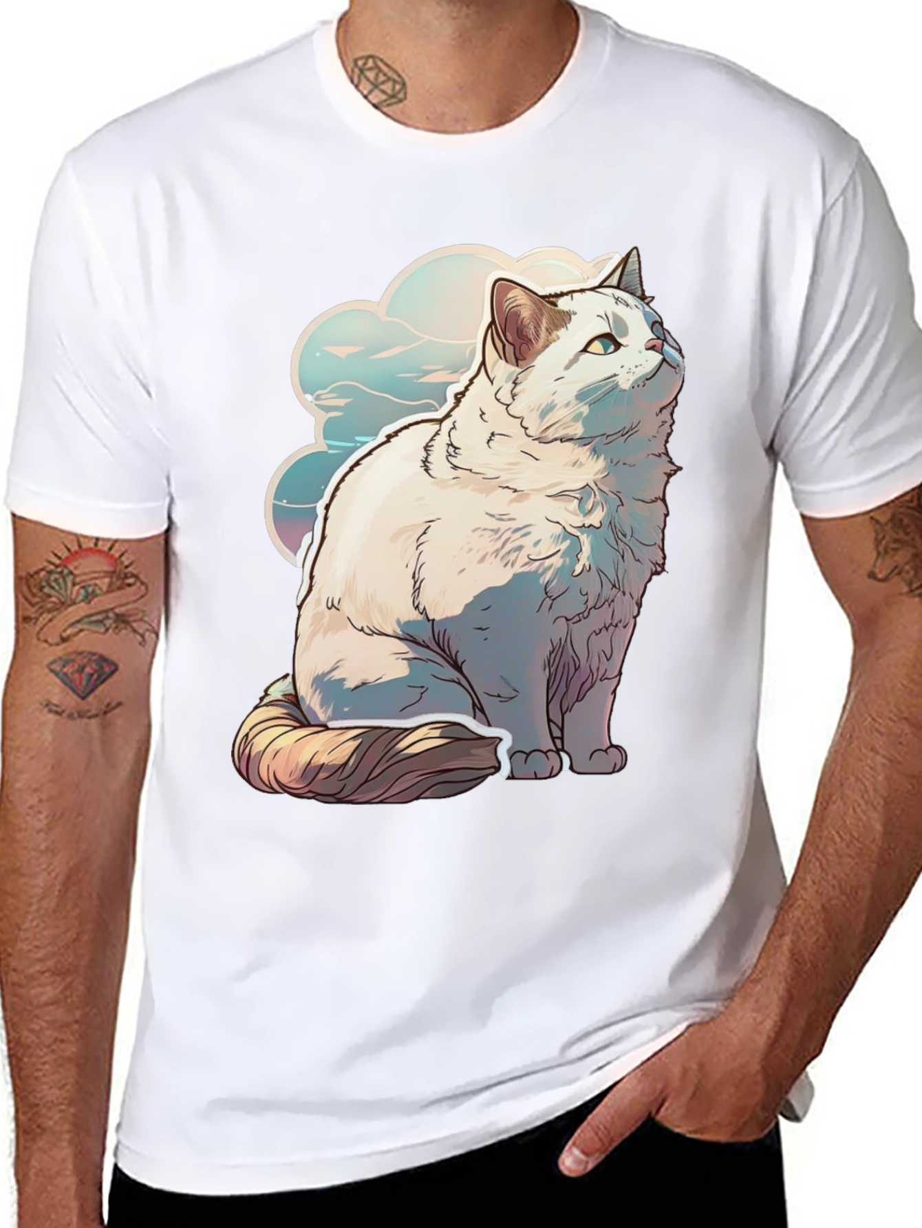 Cat Cloud Graphic Tee - Soft & Stylish