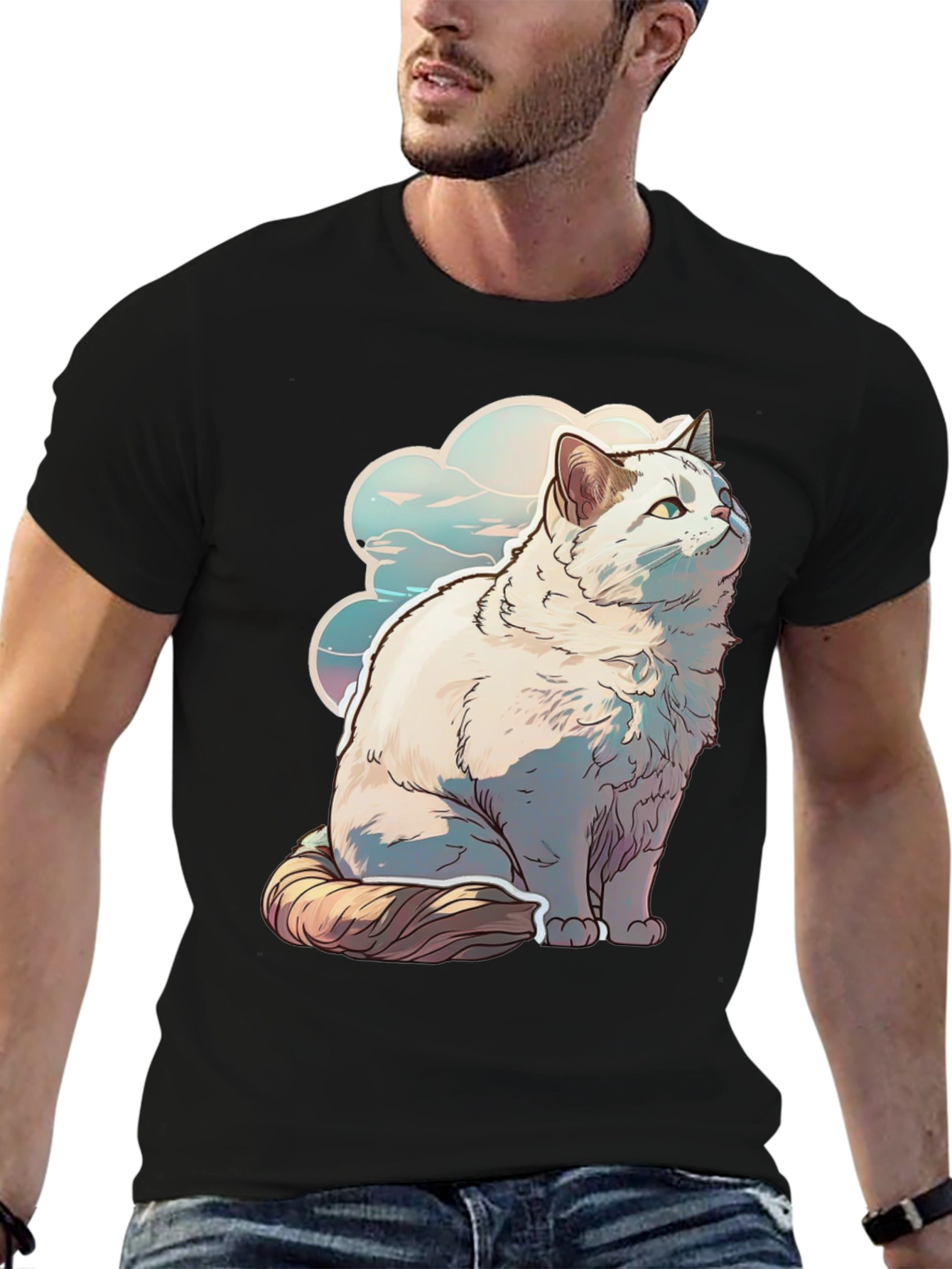 Cat Cloud Graphic Tee - Soft & Stylish