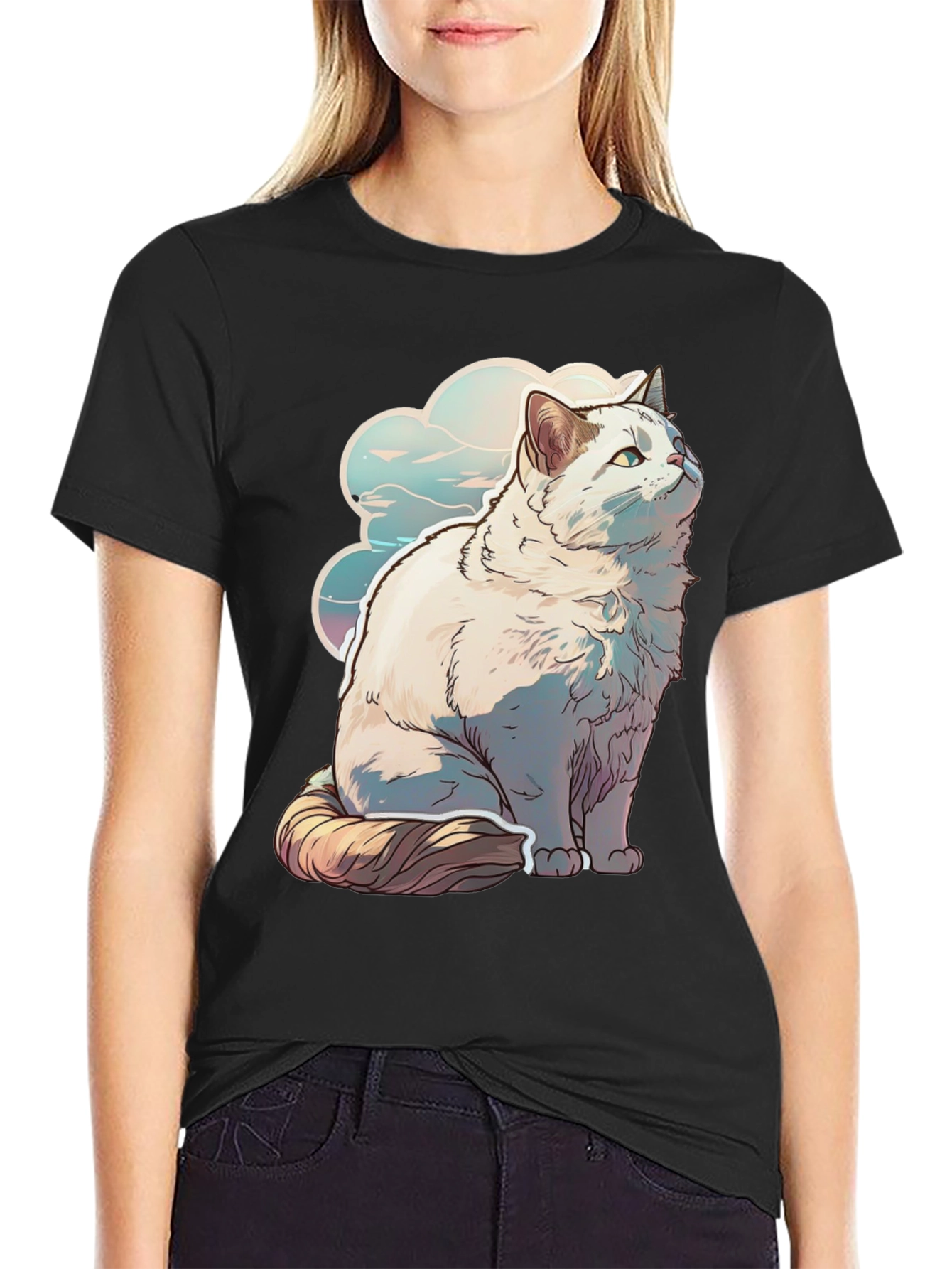 Cat Cloud Graphic Tee - Soft & Stylish