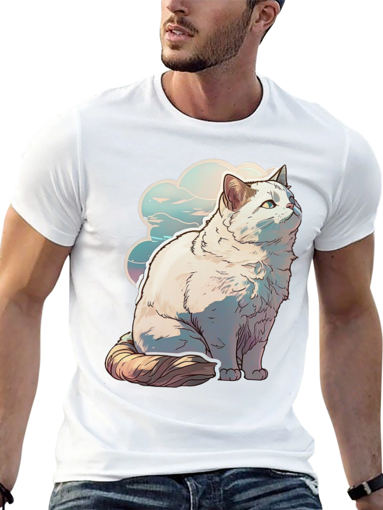 Cat Cloud Graphic Tee - Soft & Stylish