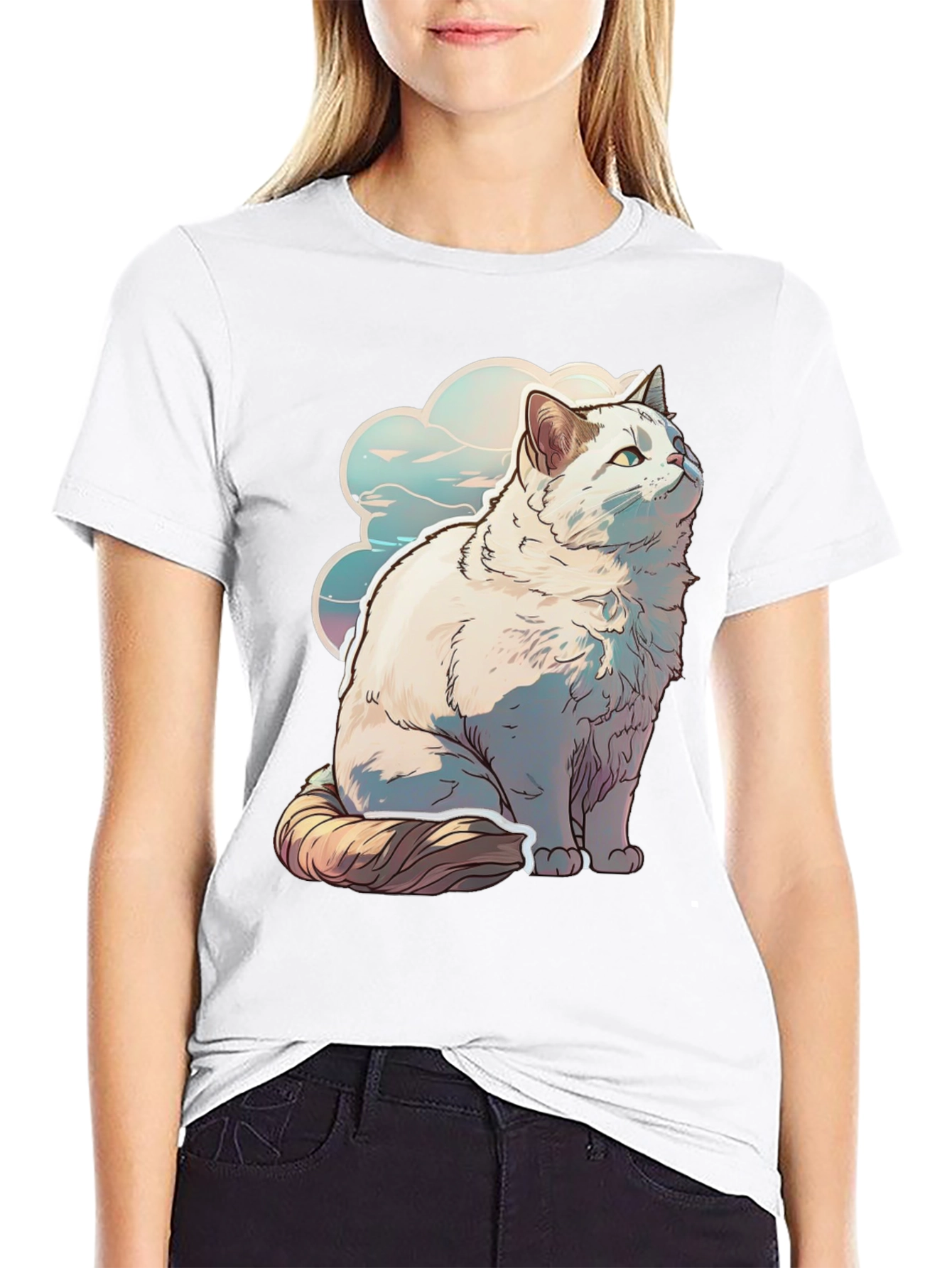 Cat Cloud Graphic Tee - Soft & Stylish