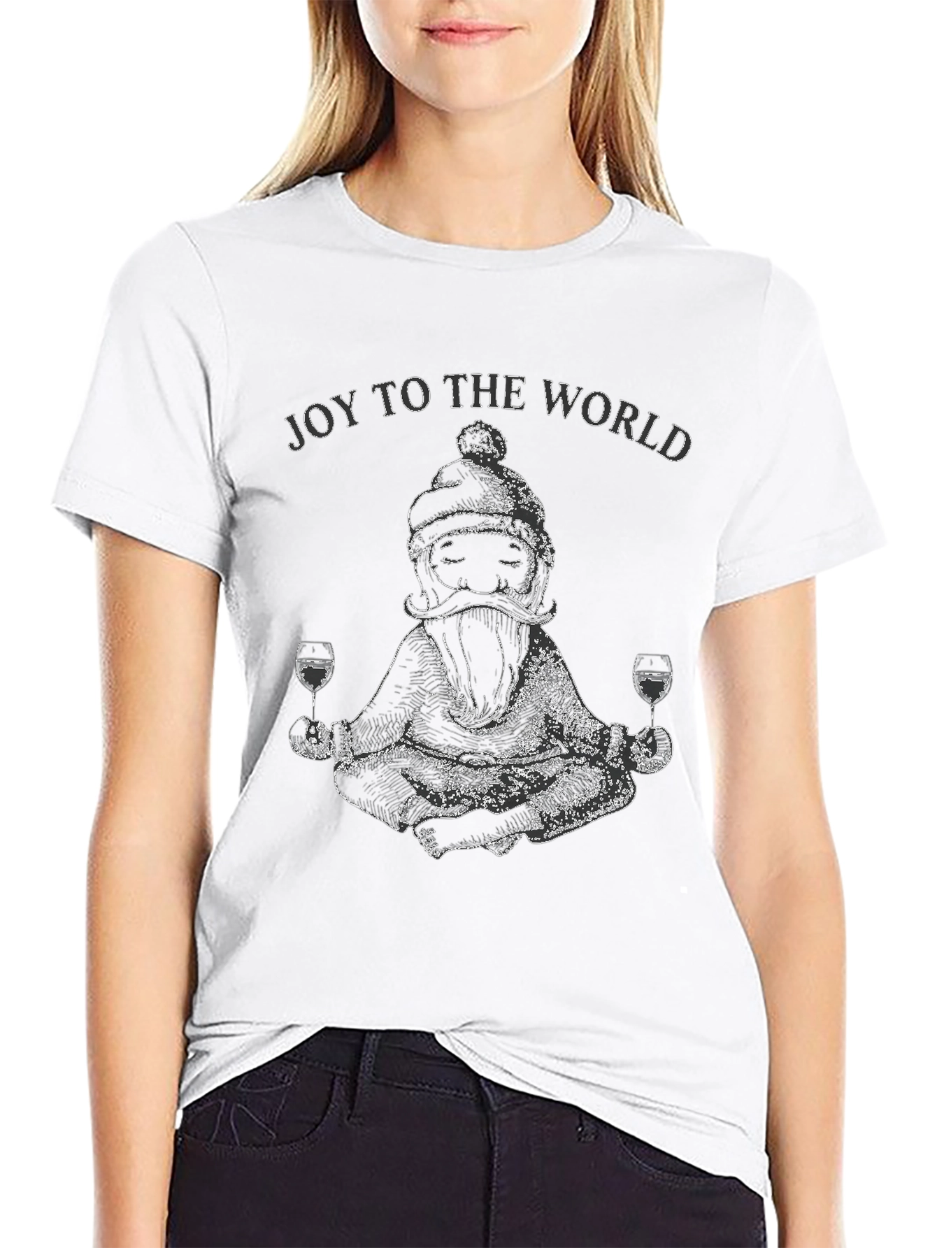 Joy To The World Santa Wine T-Shirt