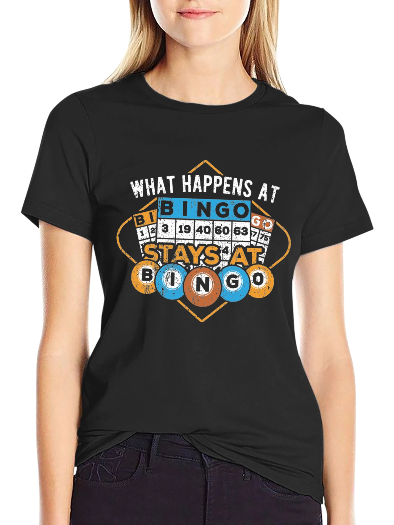 What Happens at Bingo Stays at Bingo Black T-Shirt