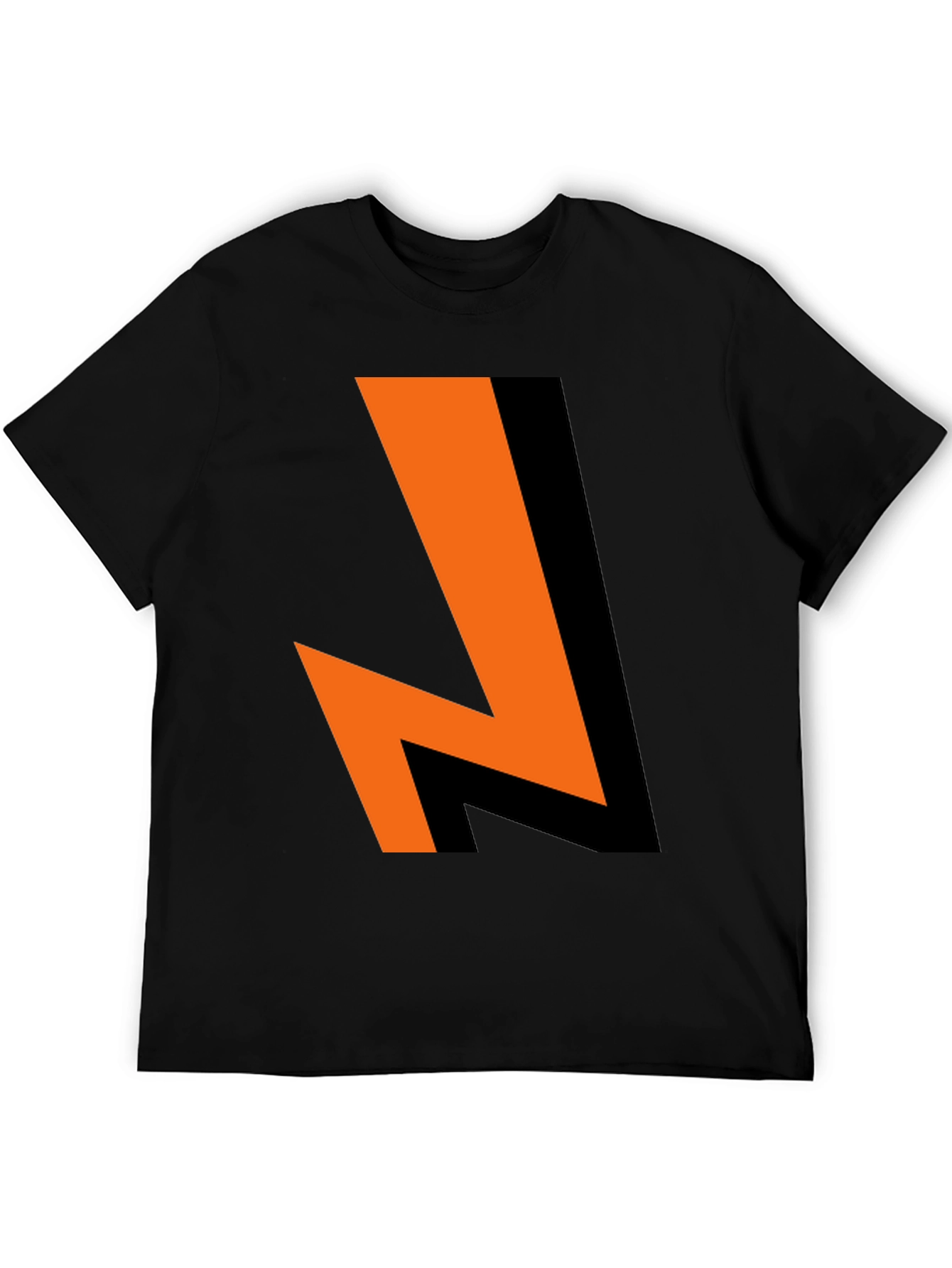 Bold Lightning Bolt Graphic Tee - Black Cotton Blend