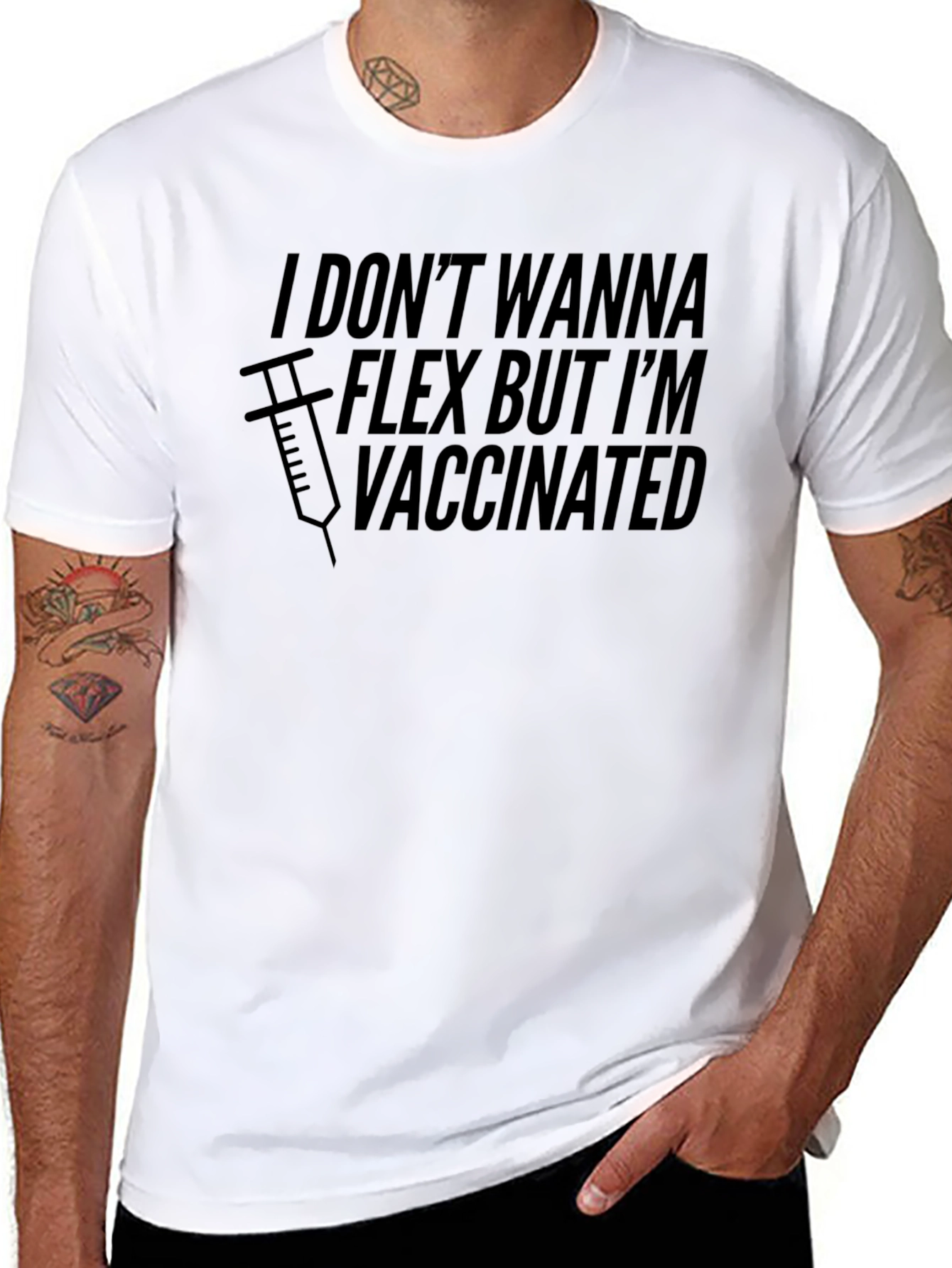 Vaccinated Flex T-Shirt - Black Graphic Tee