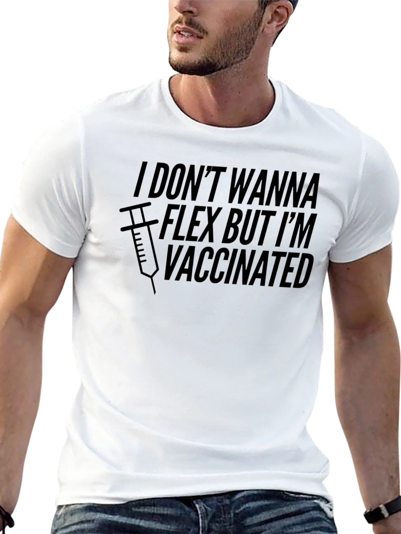 Vaccinated Flex T-Shirt - Black Graphic Tee