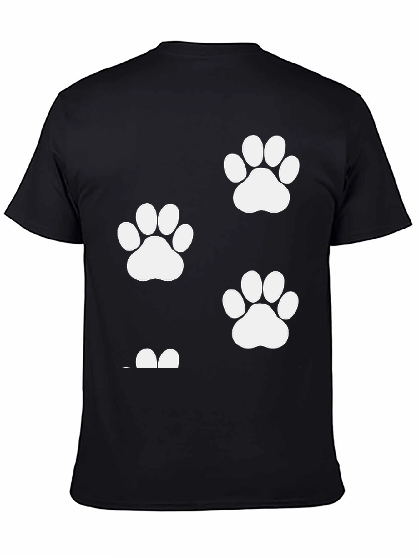 Paw Print Graphic T-Shirt - Black Crew Neck