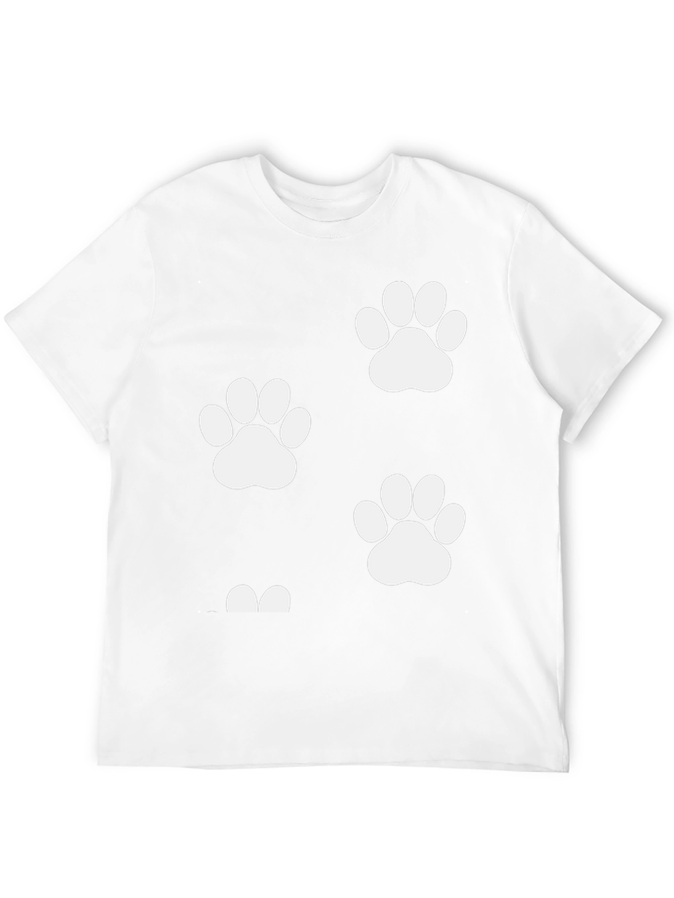 Paw Print Graphic T-Shirt - Black Crew Neck