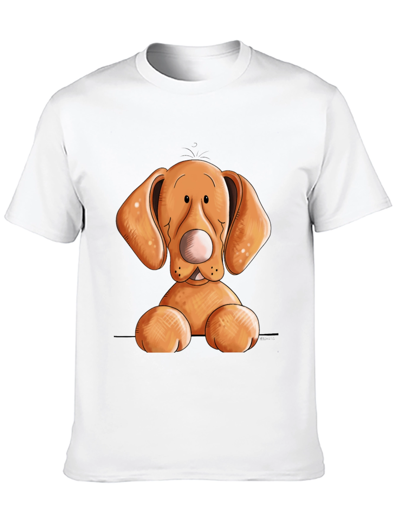 Cute Cartoon Dog Graphic T-Shirt - Unisex Black Tee