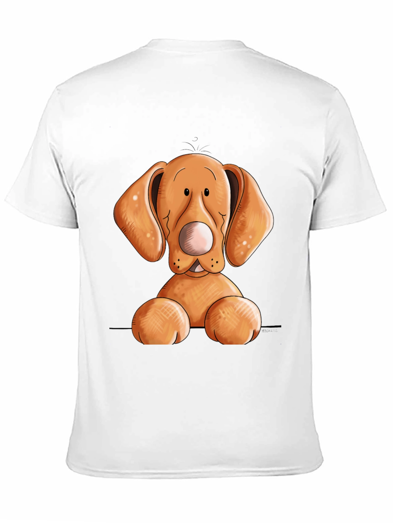 Cute Cartoon Dog Graphic T-Shirt - Unisex Black Tee