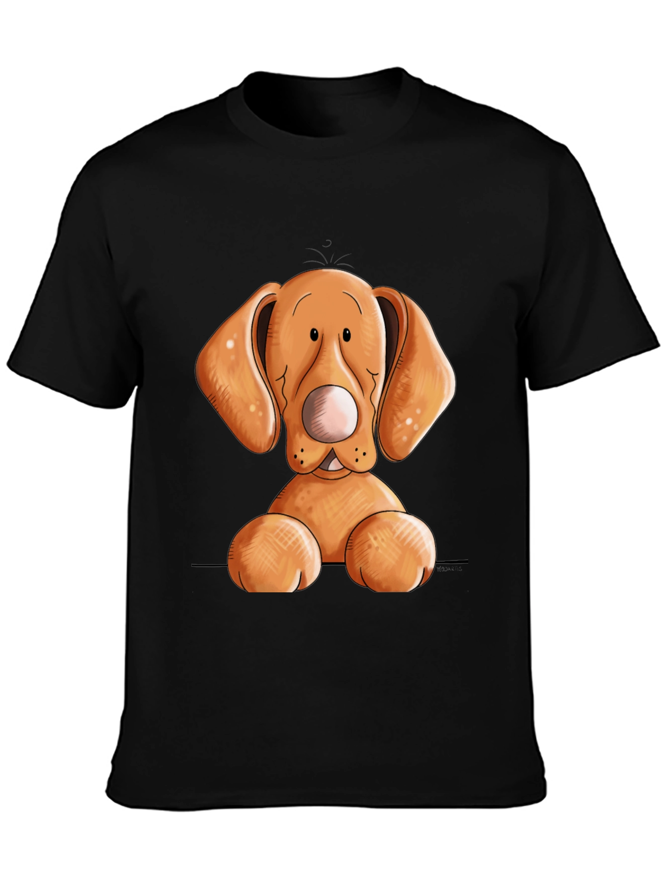 Cute Cartoon Dog Graphic T-Shirt - Unisex Black Tee