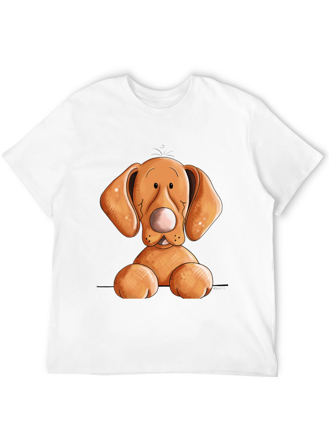 Cute Cartoon Dog Graphic T-Shirt - Unisex Black Tee