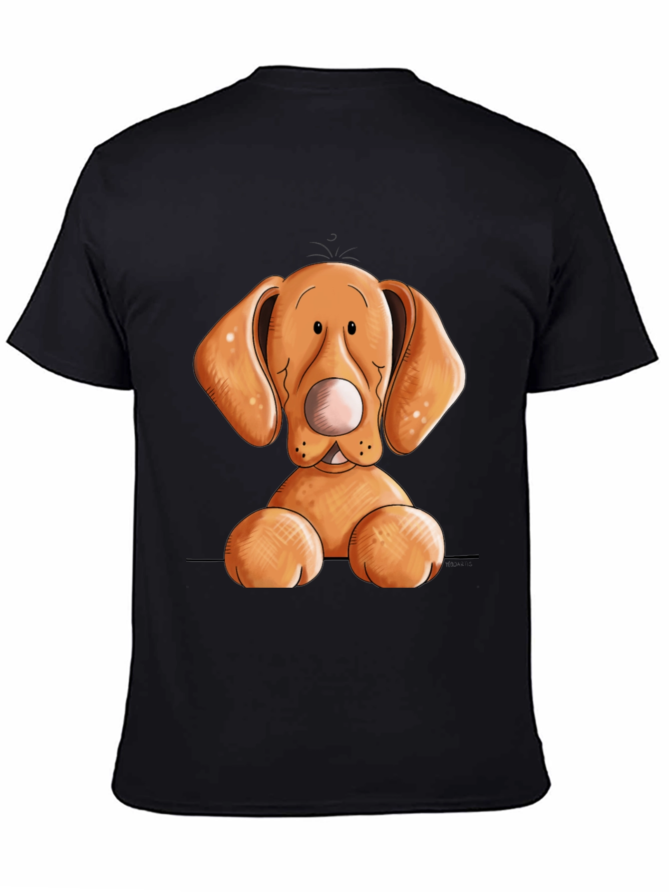 Cute Cartoon Dog Graphic T-Shirt - Unisex Black Tee