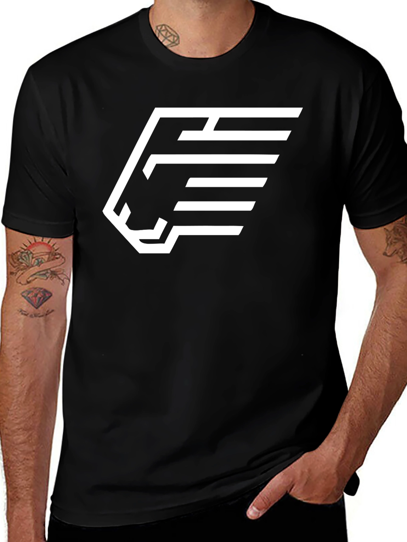 Bold Graphic Tee - Lion & Stripes Design