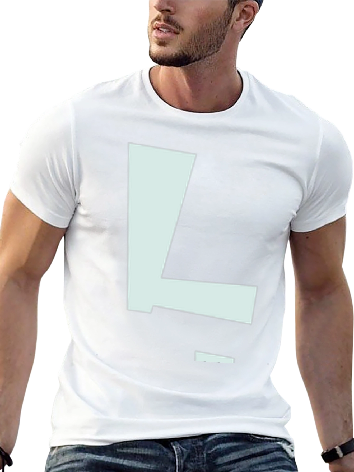 Letter L Graphic Print Black T-Shirt