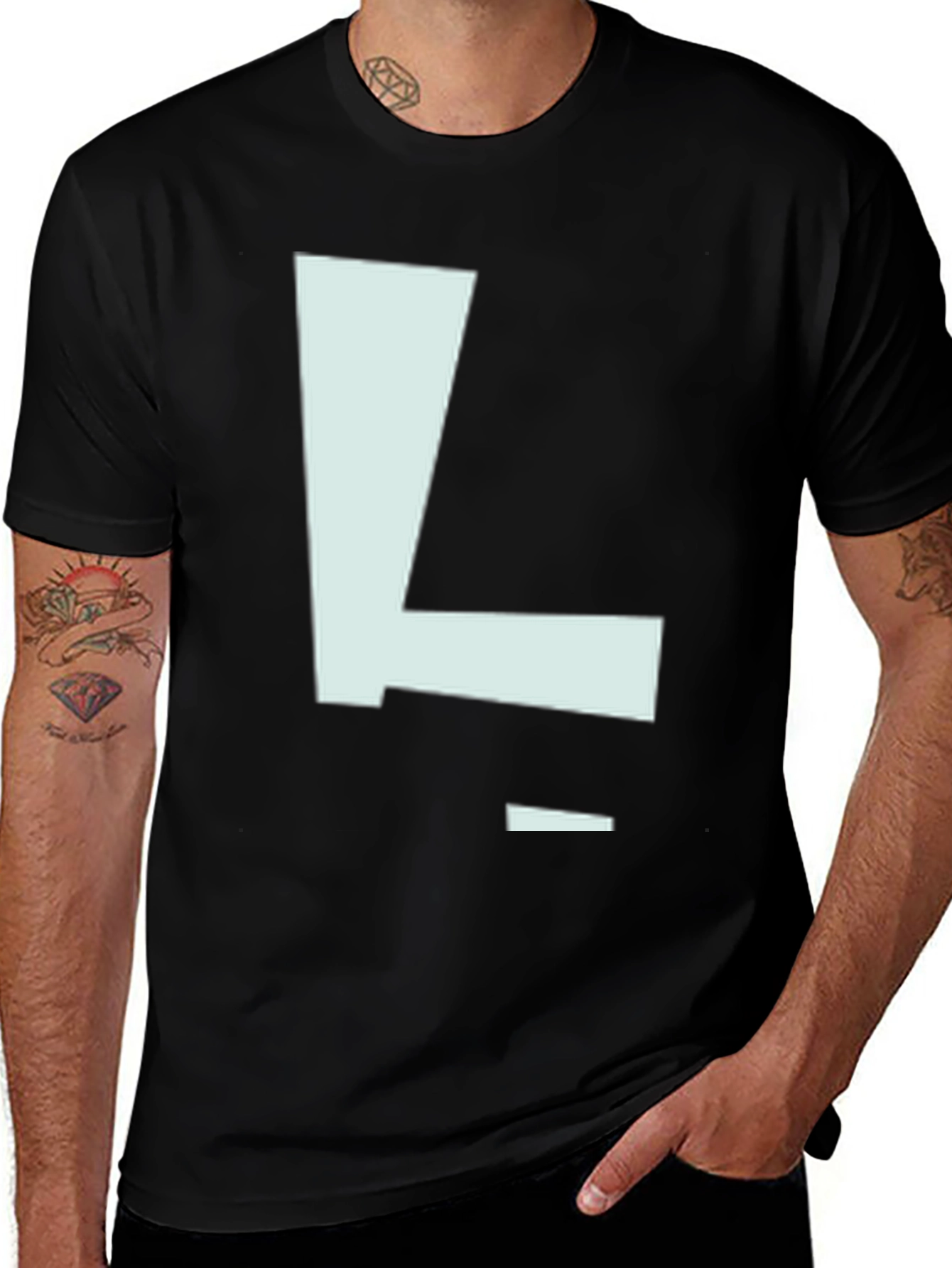Letter L Graphic Print Black T-Shirt