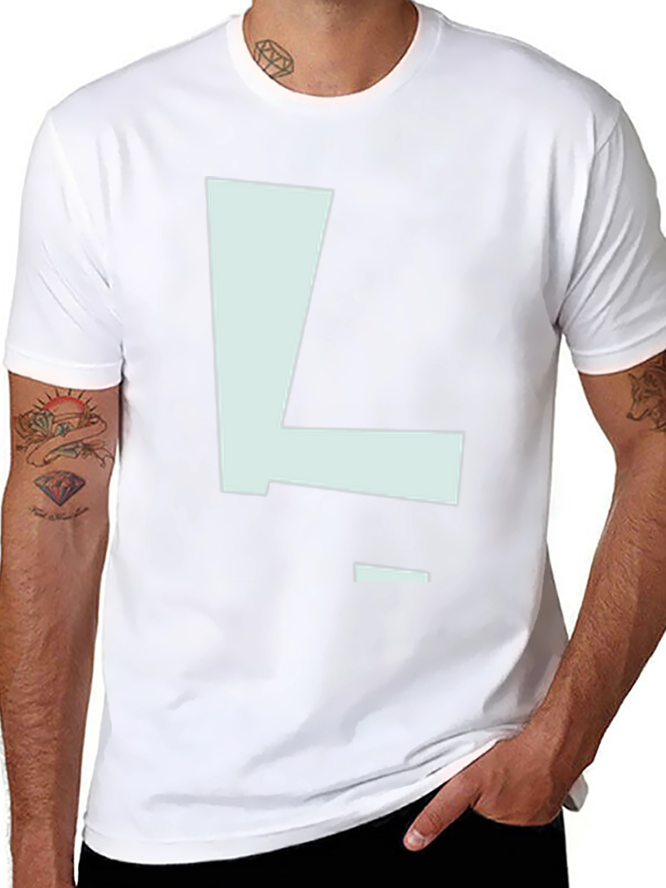 Letter L Graphic Print Black T-Shirt