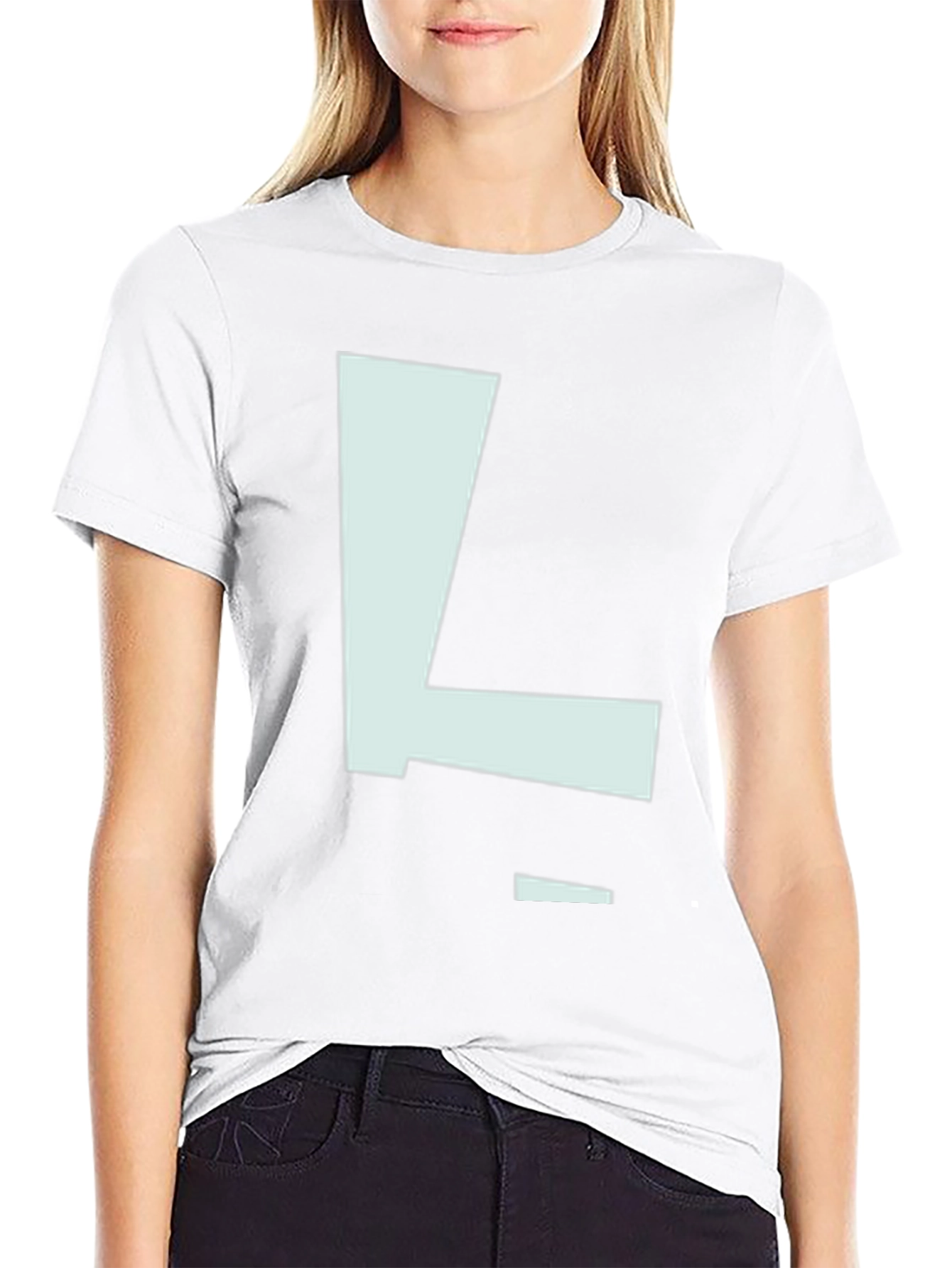 Letter L Graphic Print Black T-Shirt