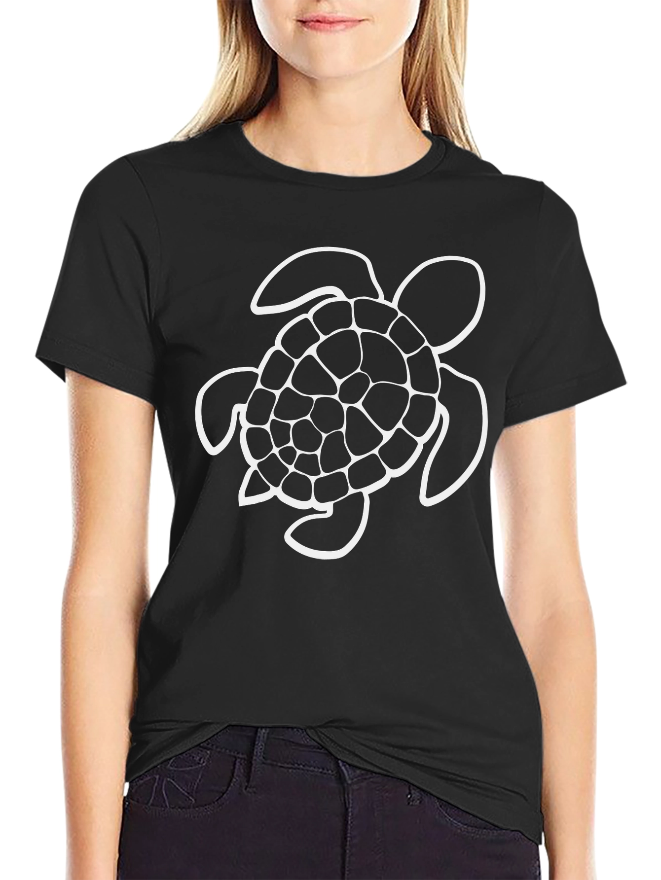 Sea Turtle Graphic Tee - Black Cotton Comfort