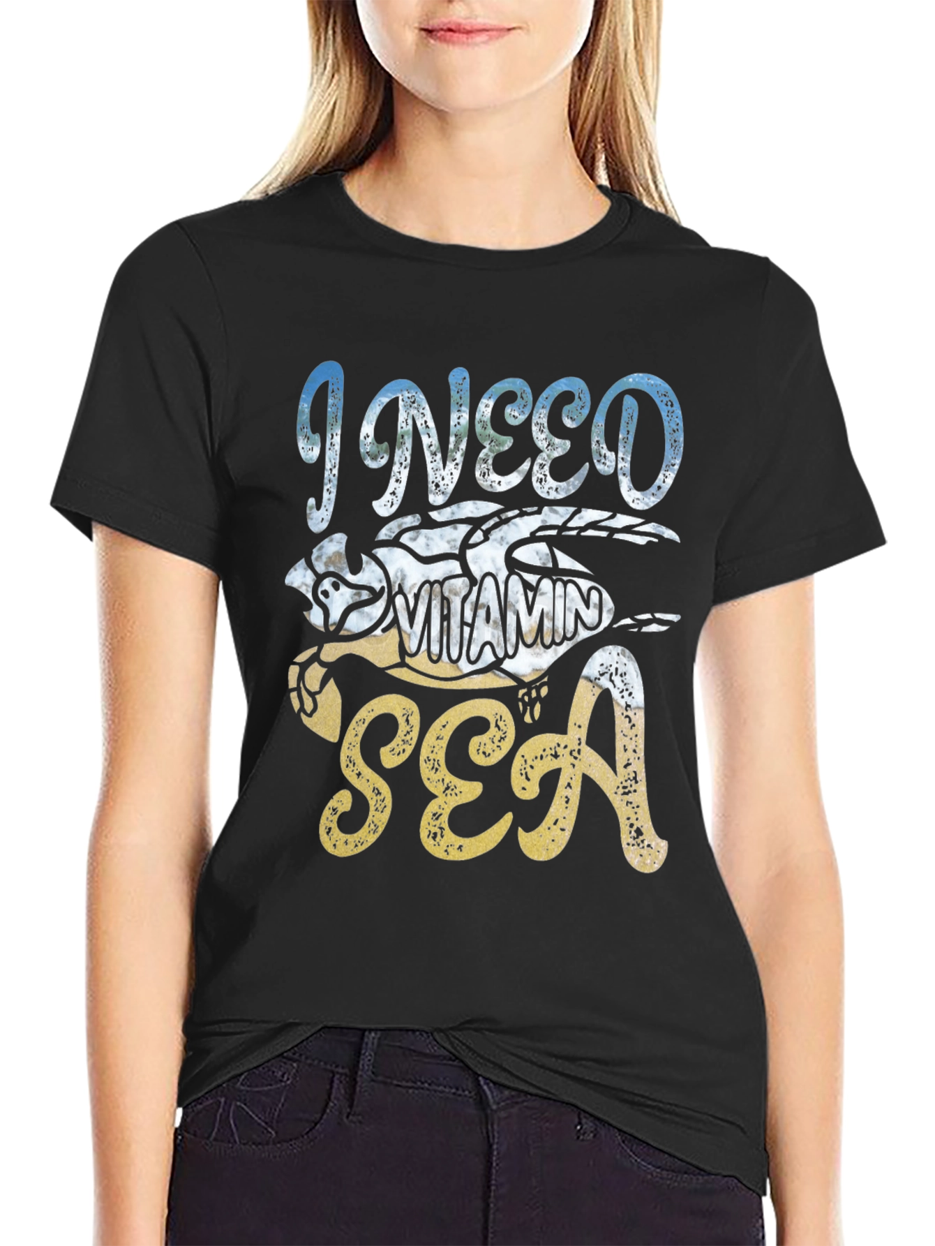 I Need Vitamin Sea Turtle Graphic T-Shirt